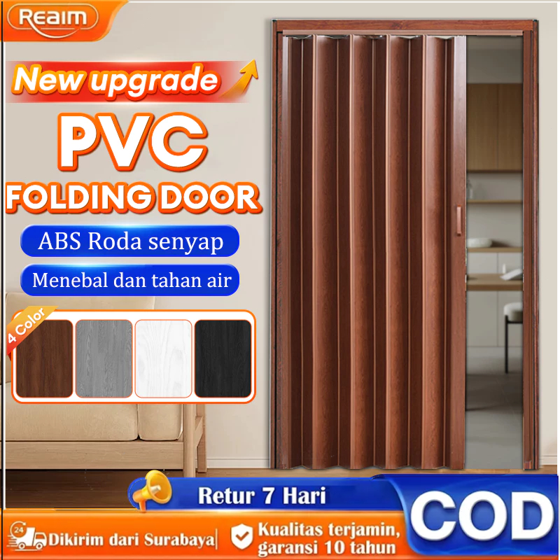 Reaim pintu lipat pvc geser pintu lipat pvc penyekat ruangan pintu lipat kamar mandi
