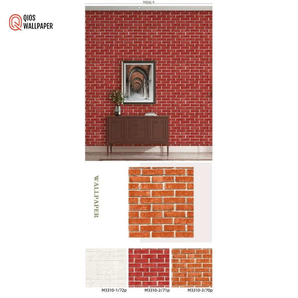 Wallpaper Dinding Batu Bata Semen Merah Abu Hitam Orange Real Visual