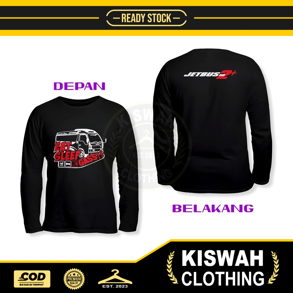 Kaos Tshirt Elf Mania Eat Sleep Gass DB Lengan Panjang Baju Otomotif