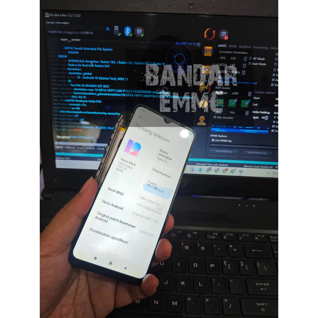 EMMC ( BGA 153 ) REDMI 9A AUTO ON langsung nyala tanpa BUGS wifi,imei,update AMAN 