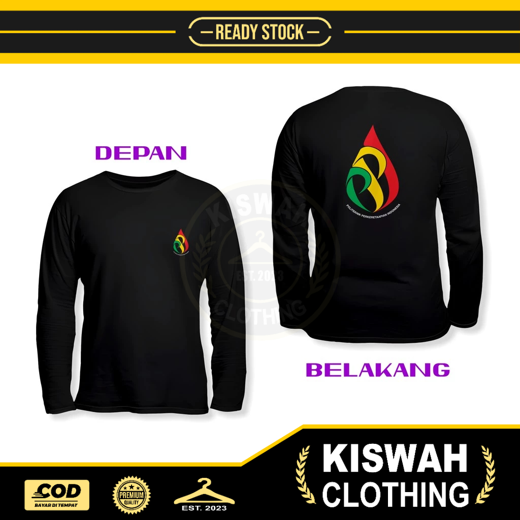 Kaos Tshirt PPI Politeknik Perkeretaapian Indonesia DB Lengan Panjang Baju Pemerintahan