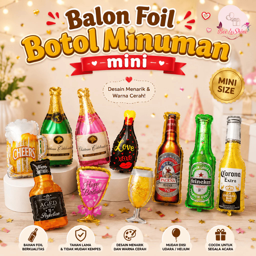 Balon Foil Botol Minuman Mini | Balon Botol Dekorasi Party