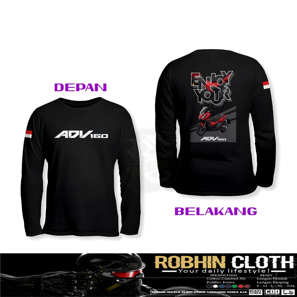 Kaos Baju Enjoy Your ADV 160 Honda ADV 160 DB Lengan Panjang Baju Otomotif