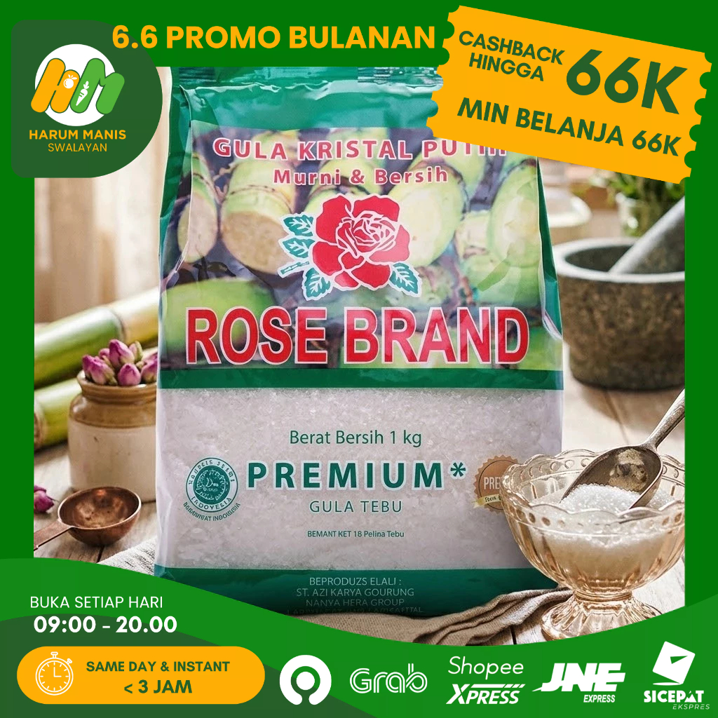 GULA PASIR 1KG / GULA ROSE BRAND PREMIUM 1KG / GULA ROSE BRAND