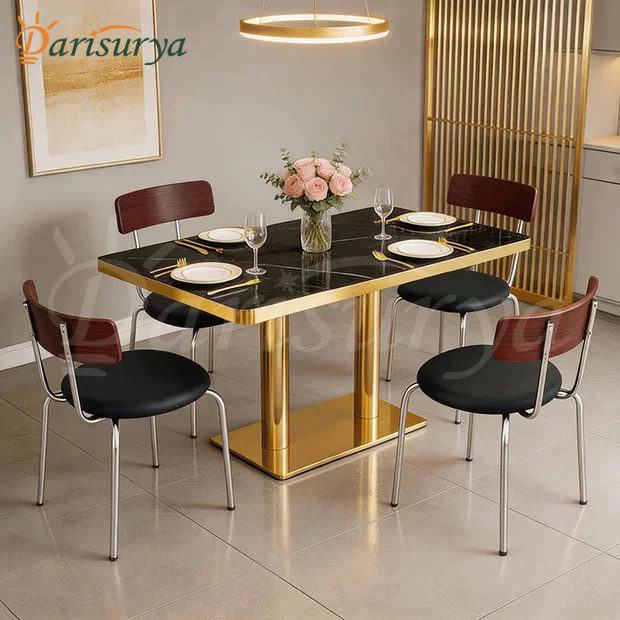 Kursi Meja Makan Sandaran Marmer Premium Minimalis 60-120cm/Meja Ruang Tamu Minimalis Meja Makan Mej