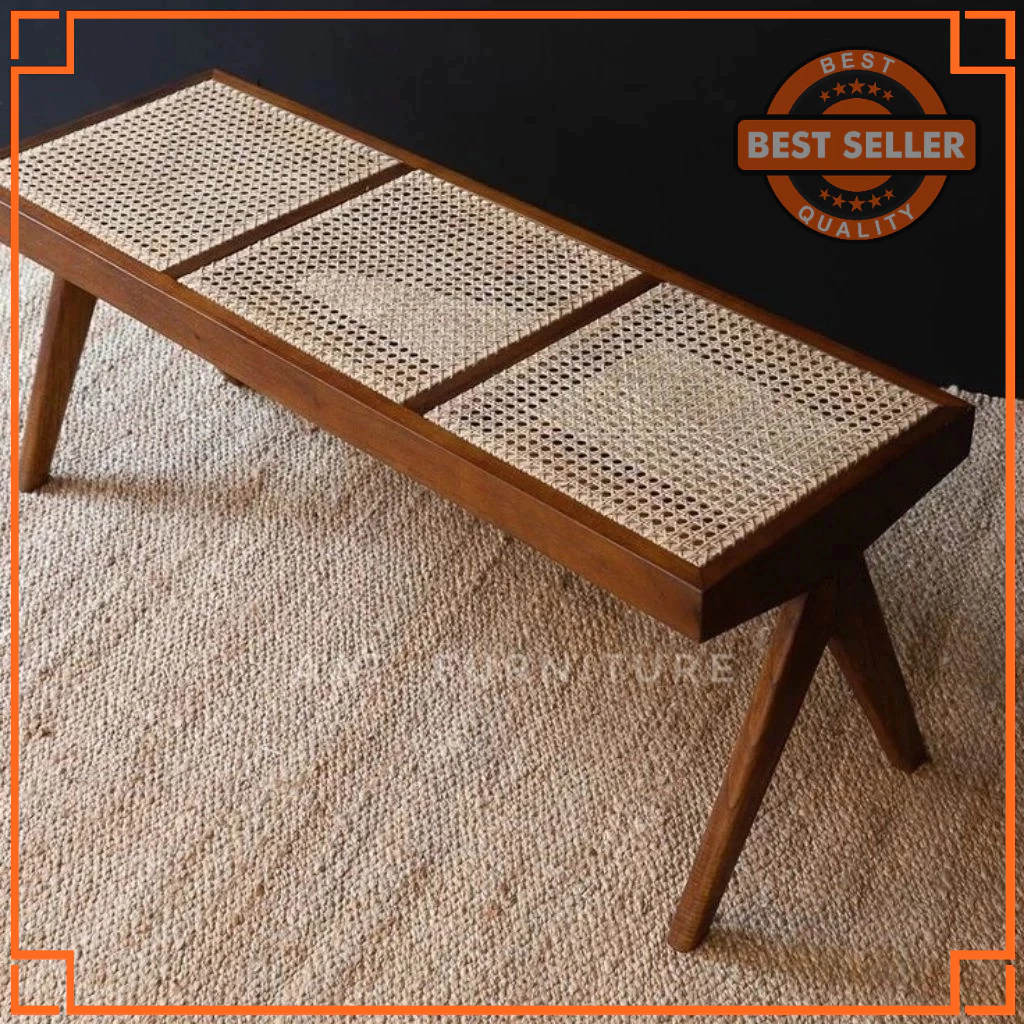 BENCH STOOL BANGKU ROTAN JATI / BENCH STOOL ROTAN RETRO MINIMALIS FURNITURE MURAH