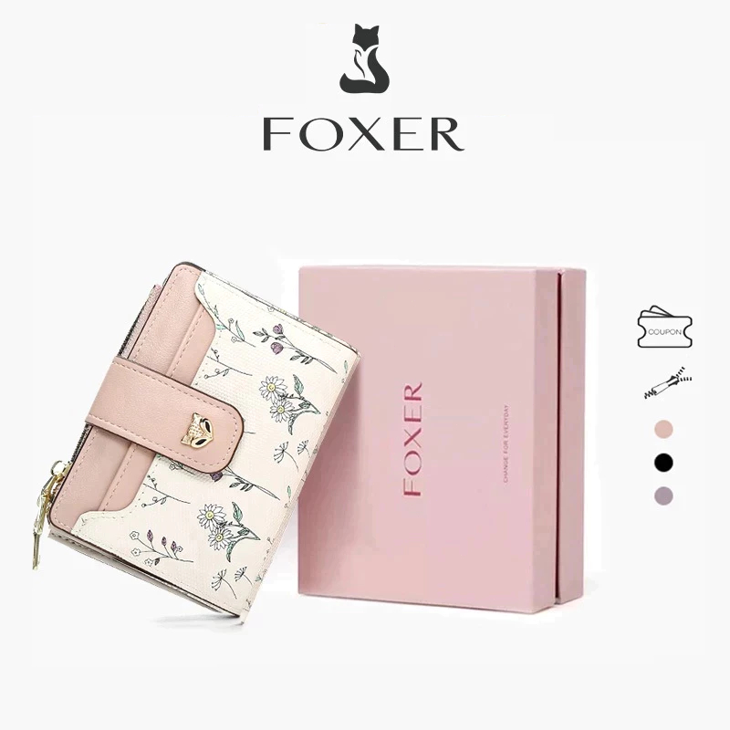 FOXER Dompet Wanita Kecil Aesthetic Dompet Lipat Wanita Mini Dompet Imut Resleting