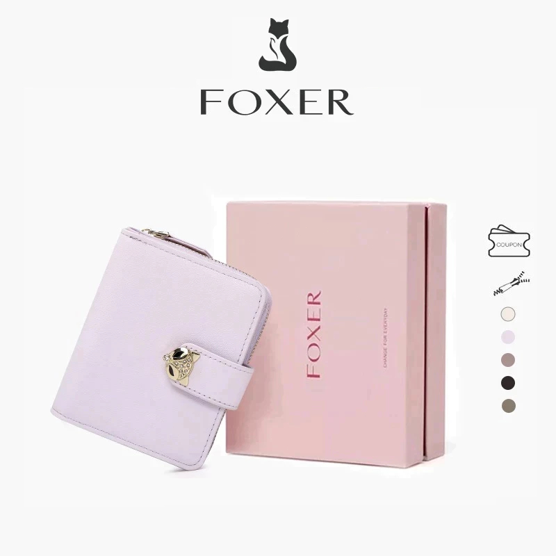 FOXER Dompet Minimalis Wanita Dompet Ungu Muda Dompet Mini