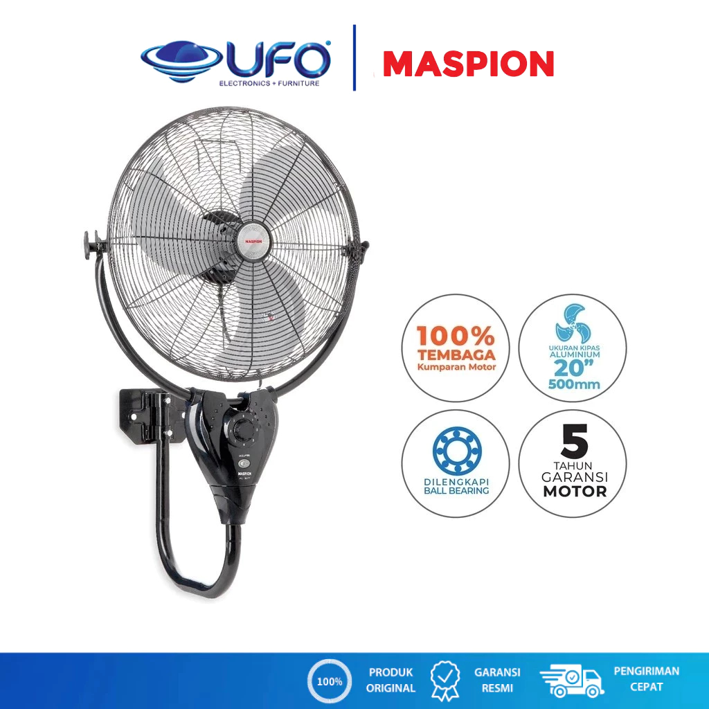 Maspion Power Wall Fan Kipas Angin Dinding 20 Inch PW-501 W | PW501W