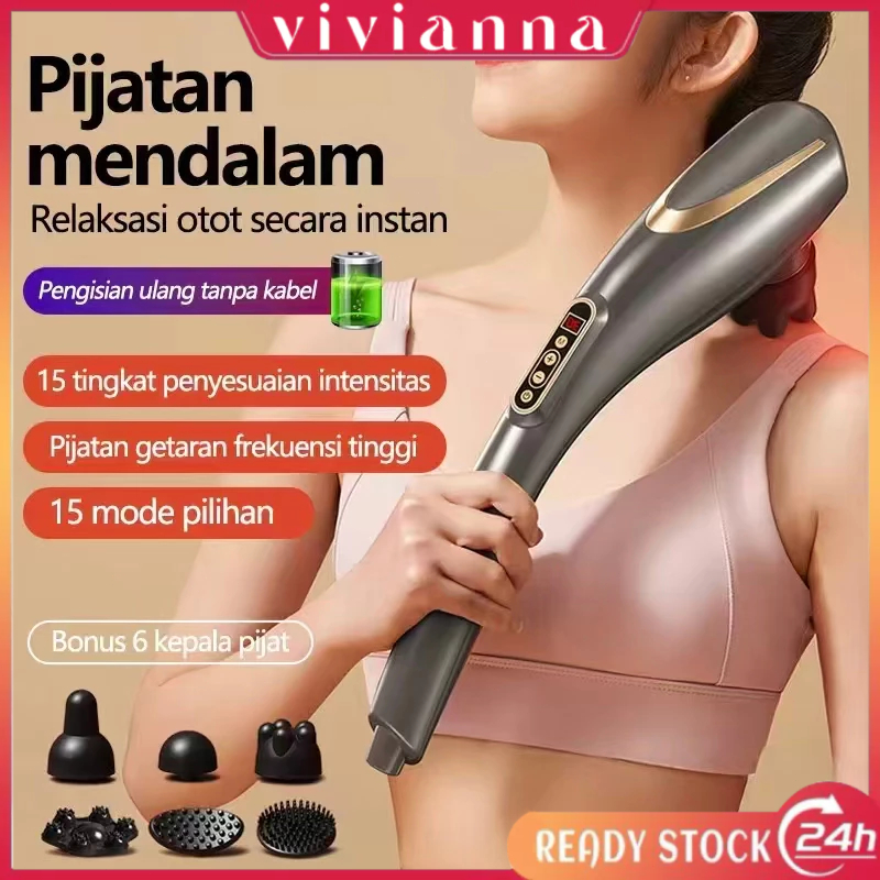 Tongkat pijat elektrik/tongkat pijat lumba-lumba/Pijat punggung multifungsi Dapatkan enam kepala pij