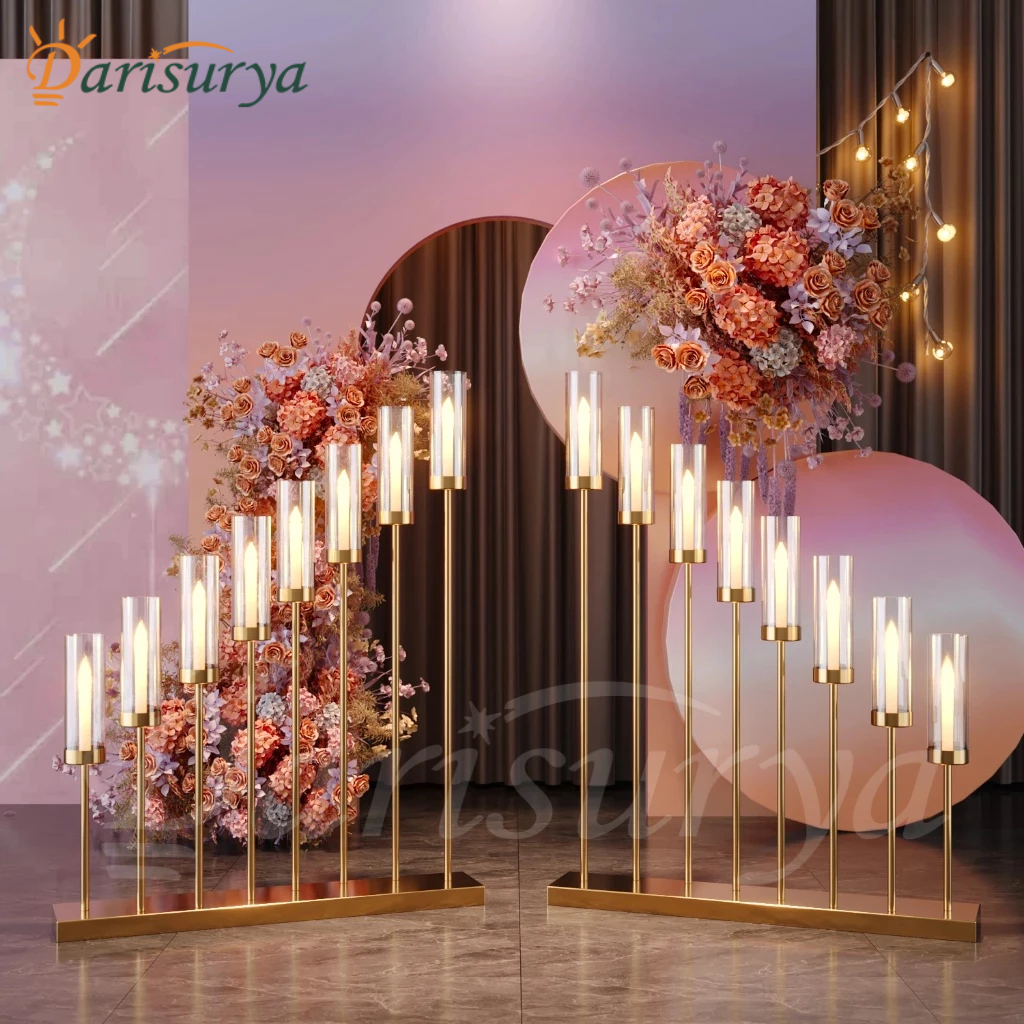 [Termasuk lilin elektronik] 2 PCS/SET Standing Lampu Candle Holder Tempat Lilin Lampu 120cm Pesta We