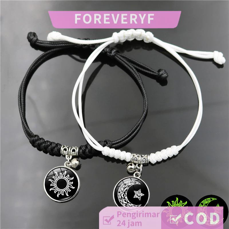Gelang pasangan pecinta matahari dan bulan, gelang simpul berlian, kepribadian mode Eropa dan Amerik