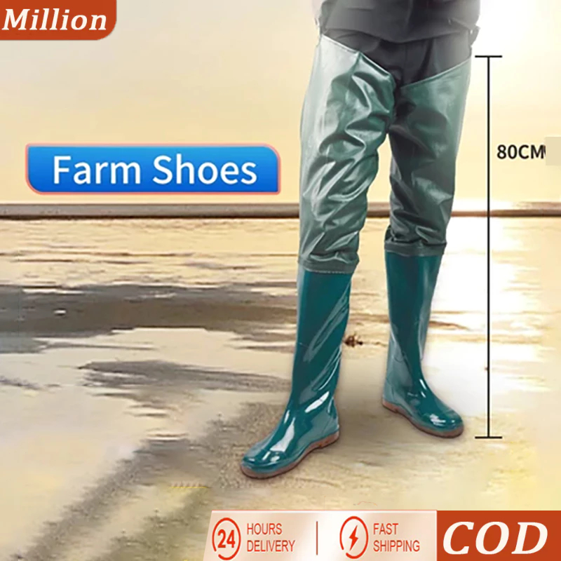 COD Sepatu Boot Sawah Panjang Pria Anti Keong Petani Mancing Pants Anti Air Sepatu Boot Petani Sawah