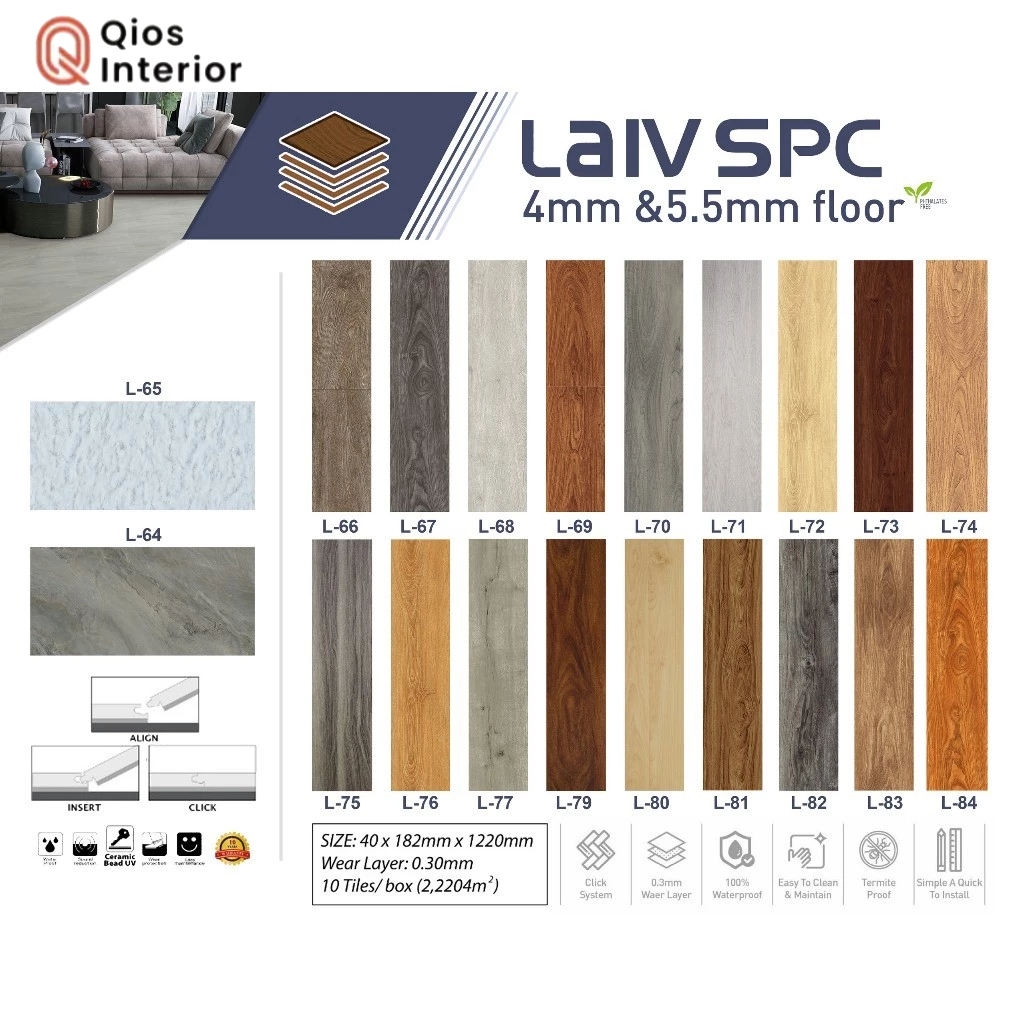 lantai kayu Spc LAIV 5,5mm+foam underlayer ixpe / SPC Laiv