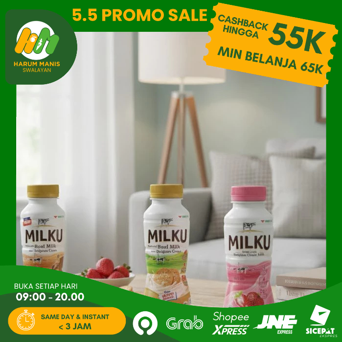 MILKU SUSU UHT 200ML / MILKU SUSU UHT MARIE BISKUIT 200ML / MILKU BELGIAN COWS MILK STRAW 200ML / MI