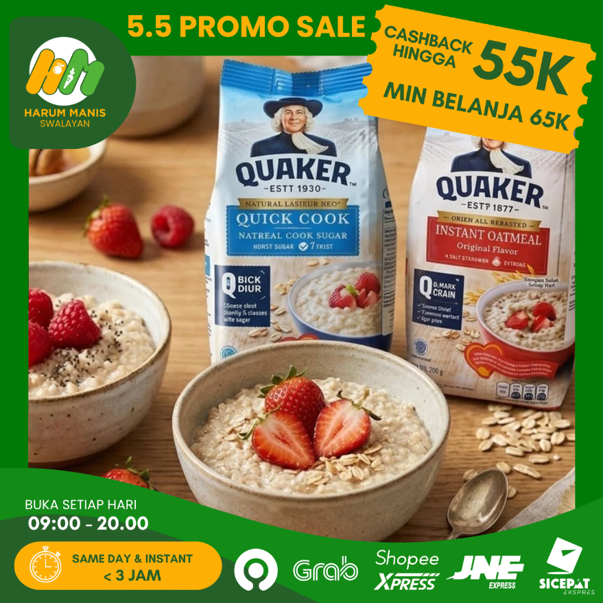 QUAKER OATMEAL MERAH 200GR / QUAKER OATMEAL BIRU 200GR / QUAKER BUNGKUS KECIL / QUAKER SEDUH AIR PAN