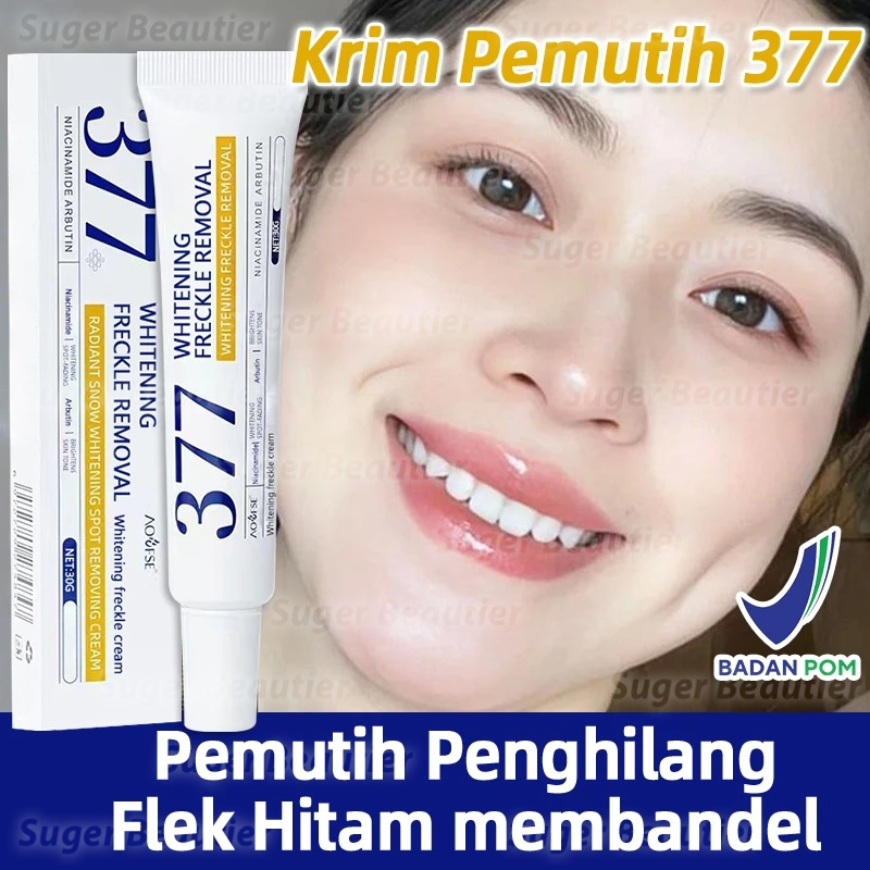 Krim Pemutih Penghilang Flek Hitam Membandel 100% Original Krim Pemutih 377 Pemutih Glowing Cepat