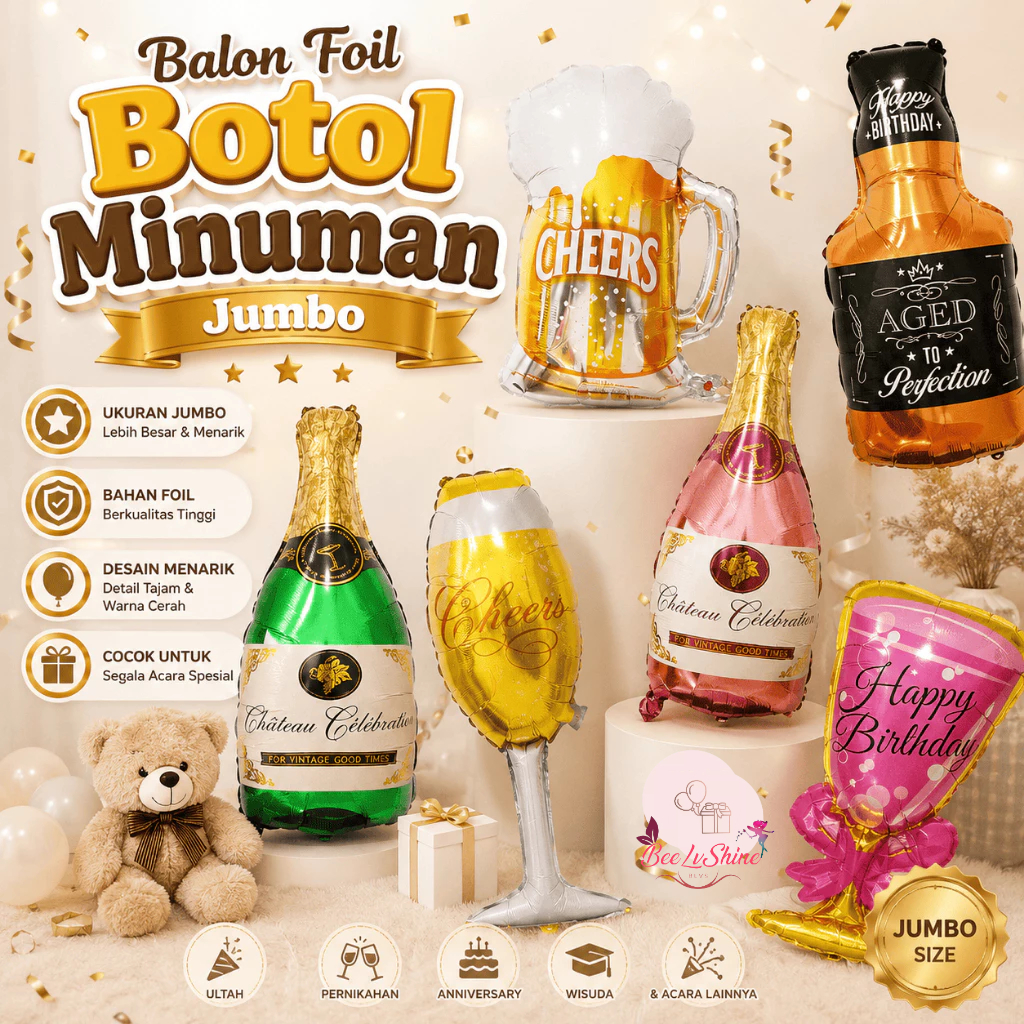 Balon Foil Botol Minuman Jumbo | Balon Botol Dekorasi Party