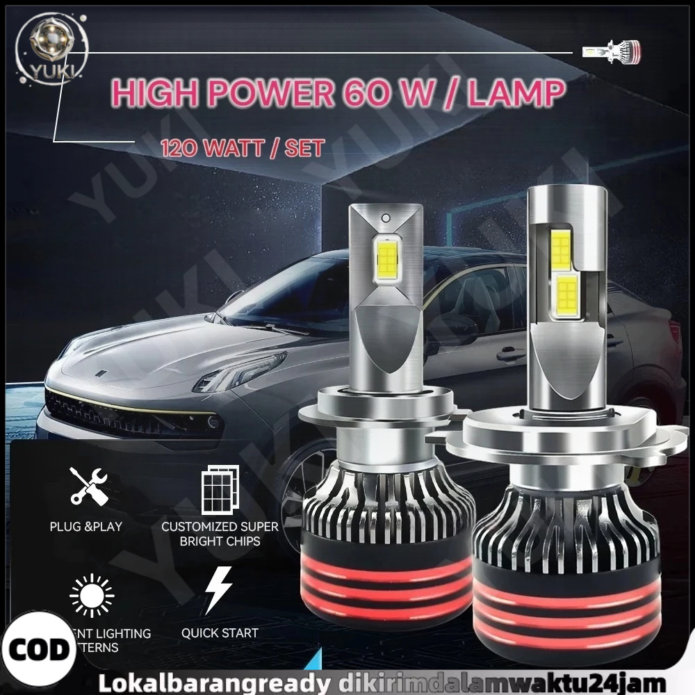 LAMPU LED H4 H11 H8  H9  MOBIL HIGH POWER SEPASANG