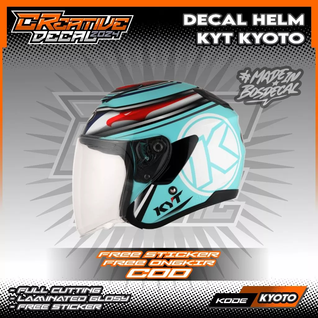 STIKER DECAL HELM KYT KYOTO HALF FACE | DECAL HELM | DECAL STIKER