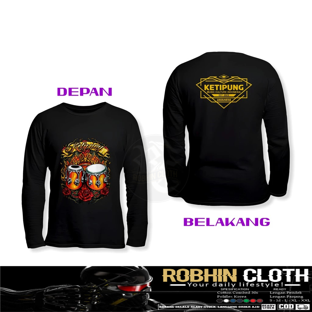 Kaos Baju Ketipung Seniman Kendang Dangdut Koplo Dangduters DB Lengan Panjang Kaos Distro
