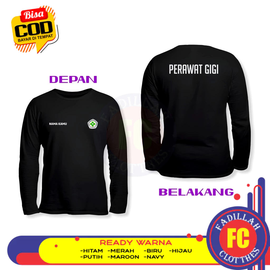 Baju Kaos PTGMI Perawat Gigi Gratis Nama DB Lengan Panjang Kaos Distro
