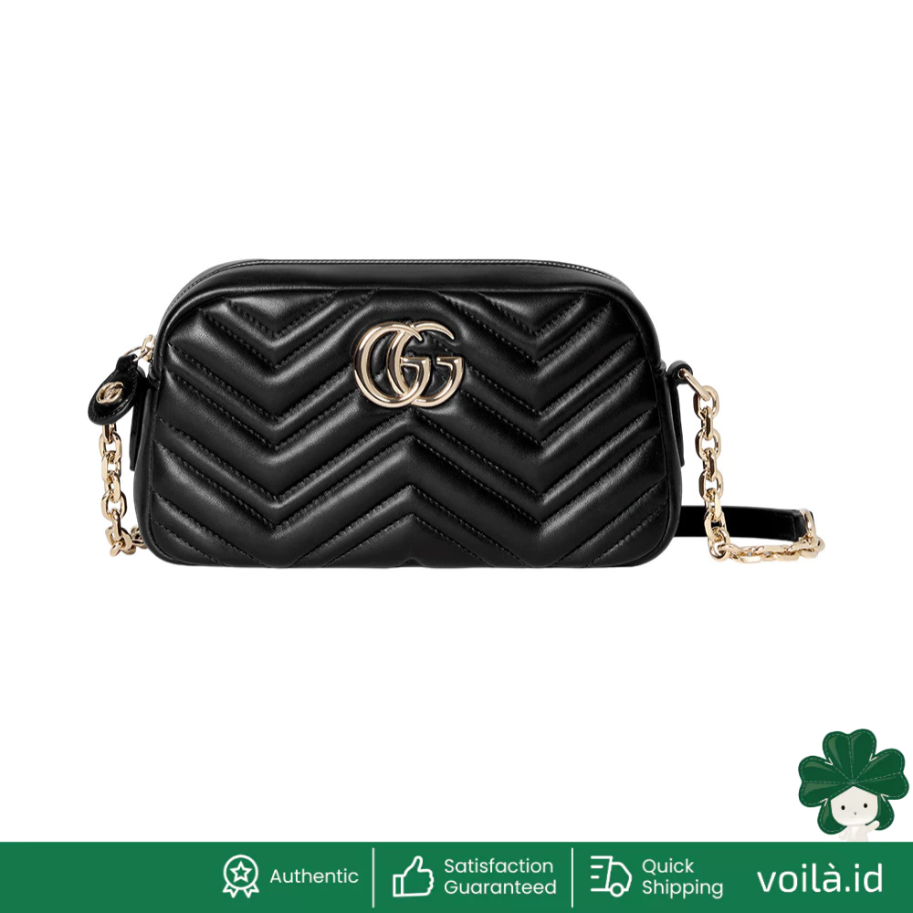 GG Marmont Small Supple Leather Camera Bag Black Lghw