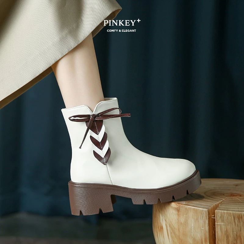 PINKEY P230 Sepatu Boots Kulit Resleting Wanita Boot Fashion Premium Quality