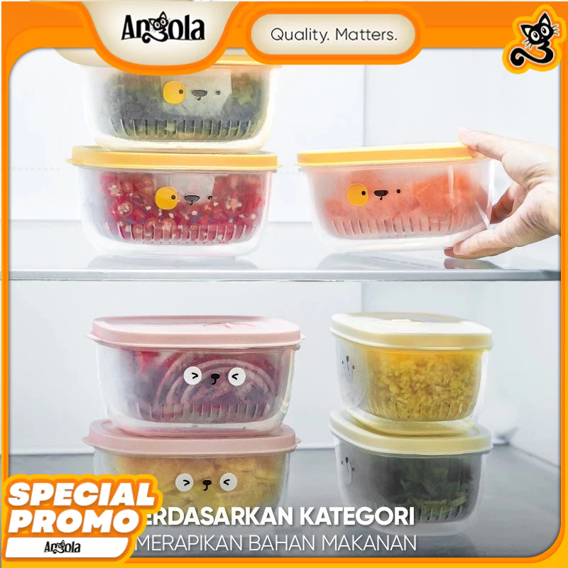Angola Kotak Penyimpanan Makanan Dengan Saringan C41 Food Storage Box Sayuran Buah/Toples Makanan