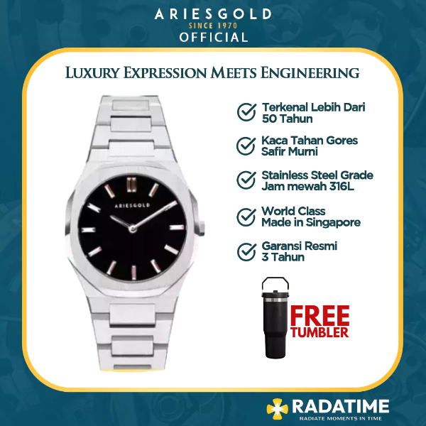 [FREE TUMBLER] Jam Tangan Wanita Aries Gold Urban Prestige 100% Original Solid L-1032-S-BKRG