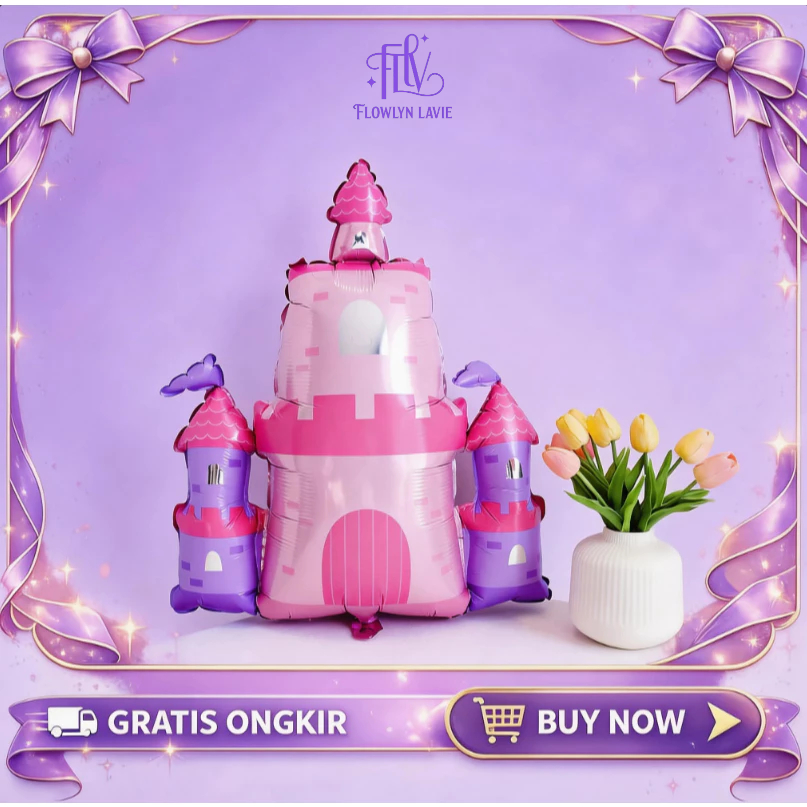Balon Istana Princess | Balon Kastil Ulang Tahun Anak Dekorasi Birthday Girl -FLV