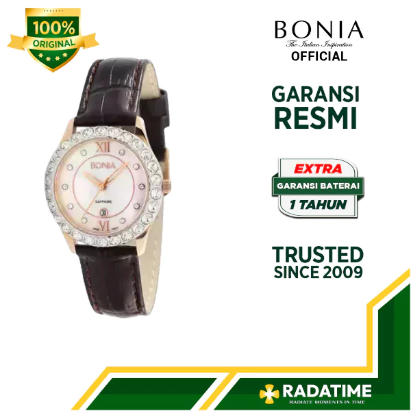 Jam Tangan Wanita Bonia Sapphire 100% Original Rose Gold B10011-2559S