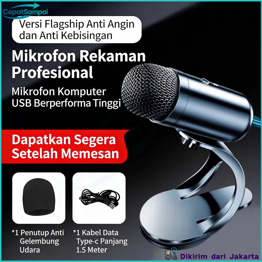 Mic K8 USB Mikrofon Kondenser untuk Gaming, Live Streaming, Rekaman, Karaoke dengan Noise Reduction