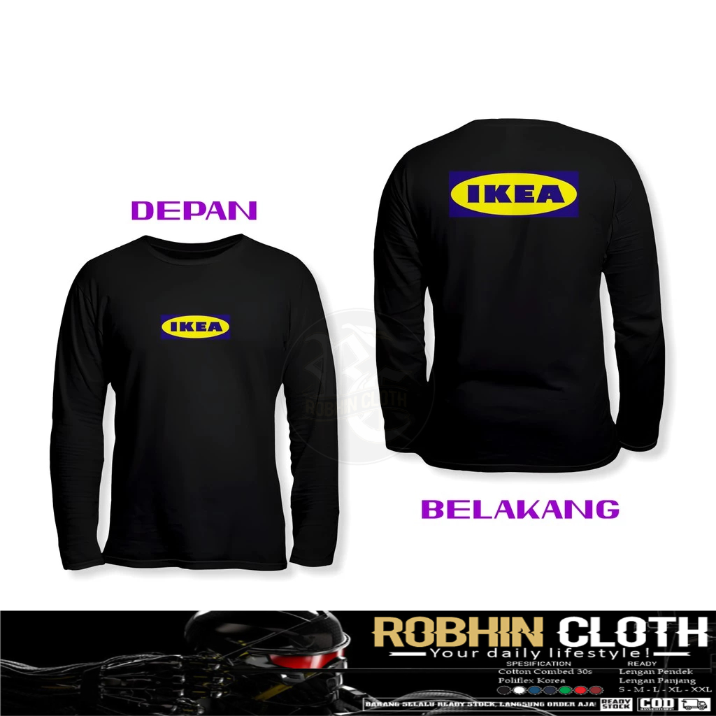 Kaos Baju IKEA 2 DB Lengan Panjang Baju Perusahaan