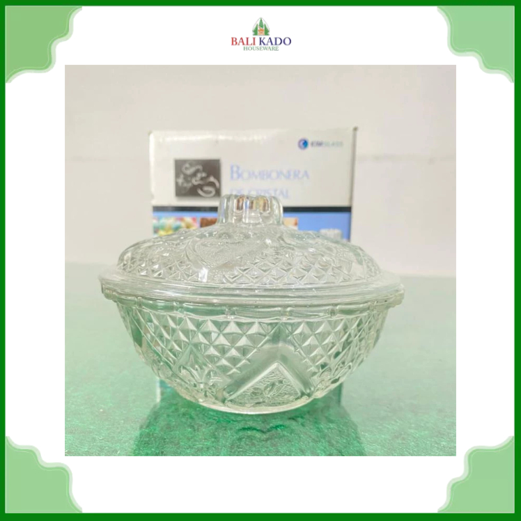 Kimglass Mangkuk Kaca + Tutup Serbaguna BLS 577 / Mangkok Tutup Kaca Toples Permen Snacks Kimglass