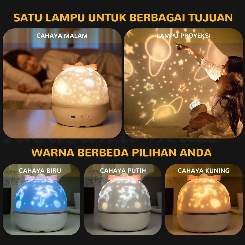 Lampu Proyektor Malam Langit Berbintang  / Lampu Tidur Proyektor langit malam berbintang kamar aesth
