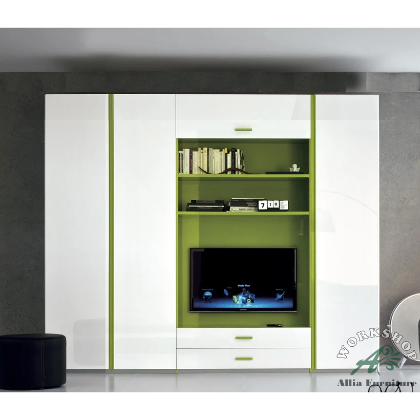 Lemari Pakaian Minimalis 3 Pintu Plus Ruang TV Model Celtic