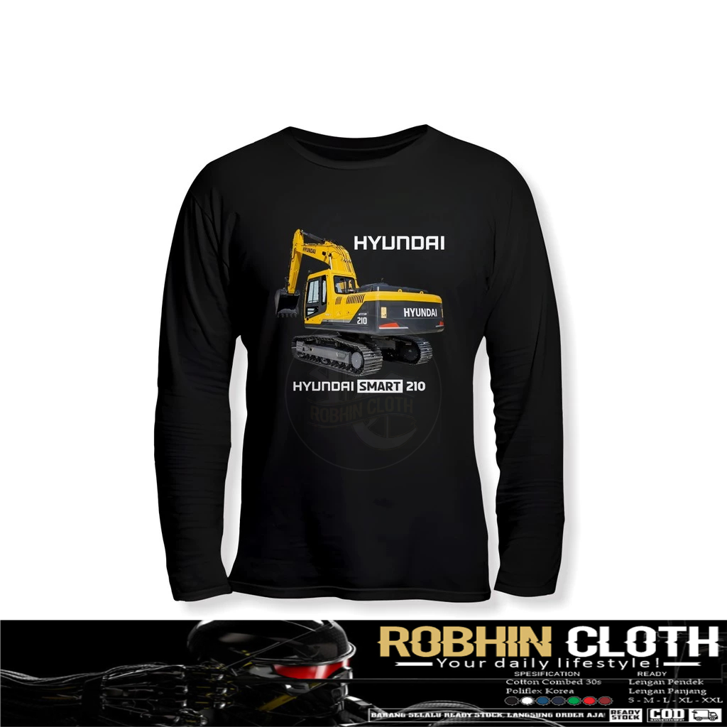 Kaos Baju Excavator Hyundai Smart 210 Operator Alat Berat Lengan Panjang Kaos Distro