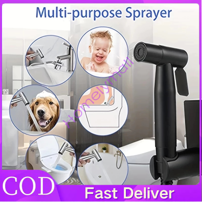 Jet Shower Kloset Toilet Spray Jet Shower Toilet Hitam Bidet Shower Cebok Sower Spray Kran Toilet Du
