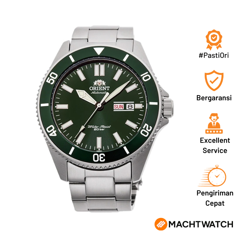 Jam Tangan Pria Orient Kanno RA-AA0914E Automatic Men Green Dial Stainless Steel Strap