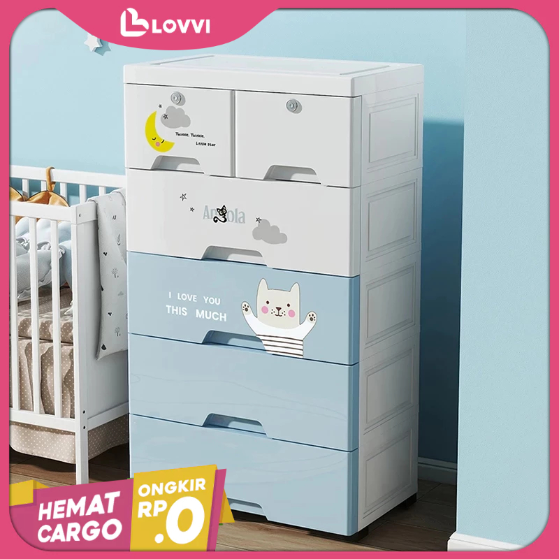 [CICILAN 0%] LOVVI Home Lemari Plastik 4 - 5 Tingkat Tempat Penyimpanan Mainan Storage Laci Plastik 
