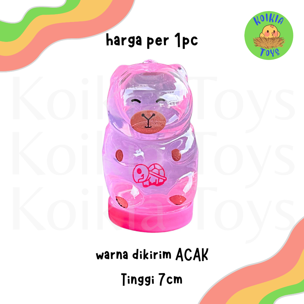 Mainan anak slime dengan wadah lucu bentuk capybara slime clear