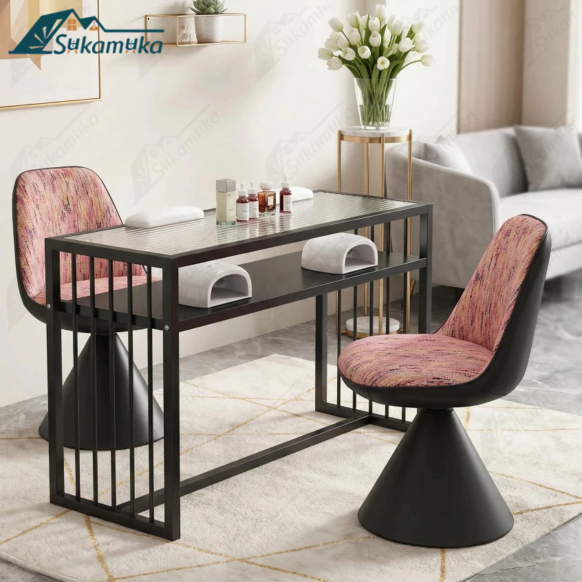 [COD] Set Meja dan Kursi Nail Art Kursi Meja Rias Putar 360° Kursi Sofa Nail Art Chair Makan Cafe Es