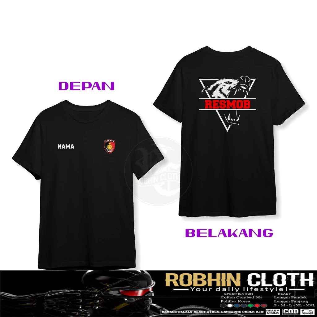 Kaos Baju Polisi RESMOB Siluet Custom Gratis Nama Kamu DB Kaos Distro