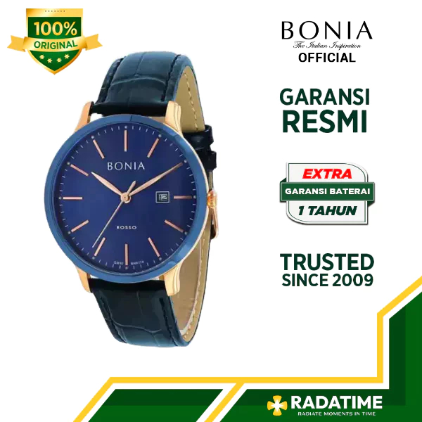 Jam Tangan Pria Bonia Rosso 100% Original Blue BR174-1582