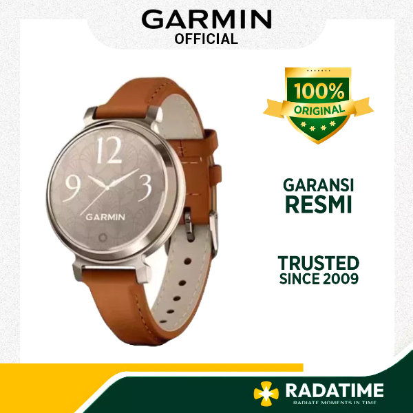 Jam Tangan Wanita Garmin Lily 2 Classic Cream Gold white Tan 100% Original Gold