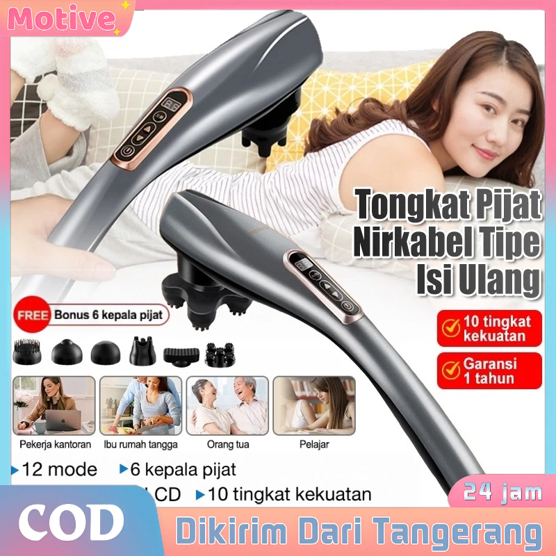 READY Tongkat Pijat Multifungsi/Pemijat Lumba-lumba/Alat Pijat Punggung Elektrik/Pemijat Bahu &