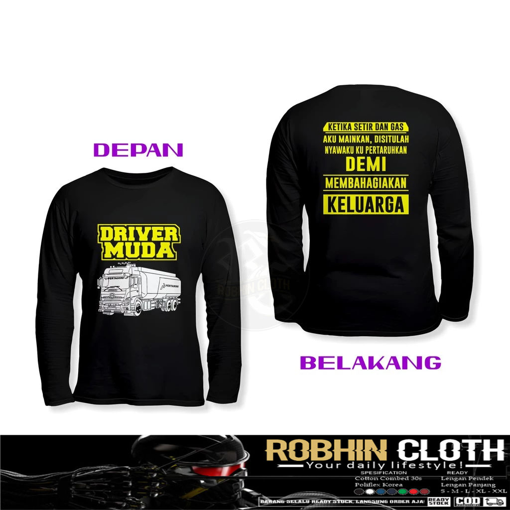 Kaos Baju Driver Muda Mobil Truk Tangki Pertamini DB Lengan Panjang Baju Otomotif