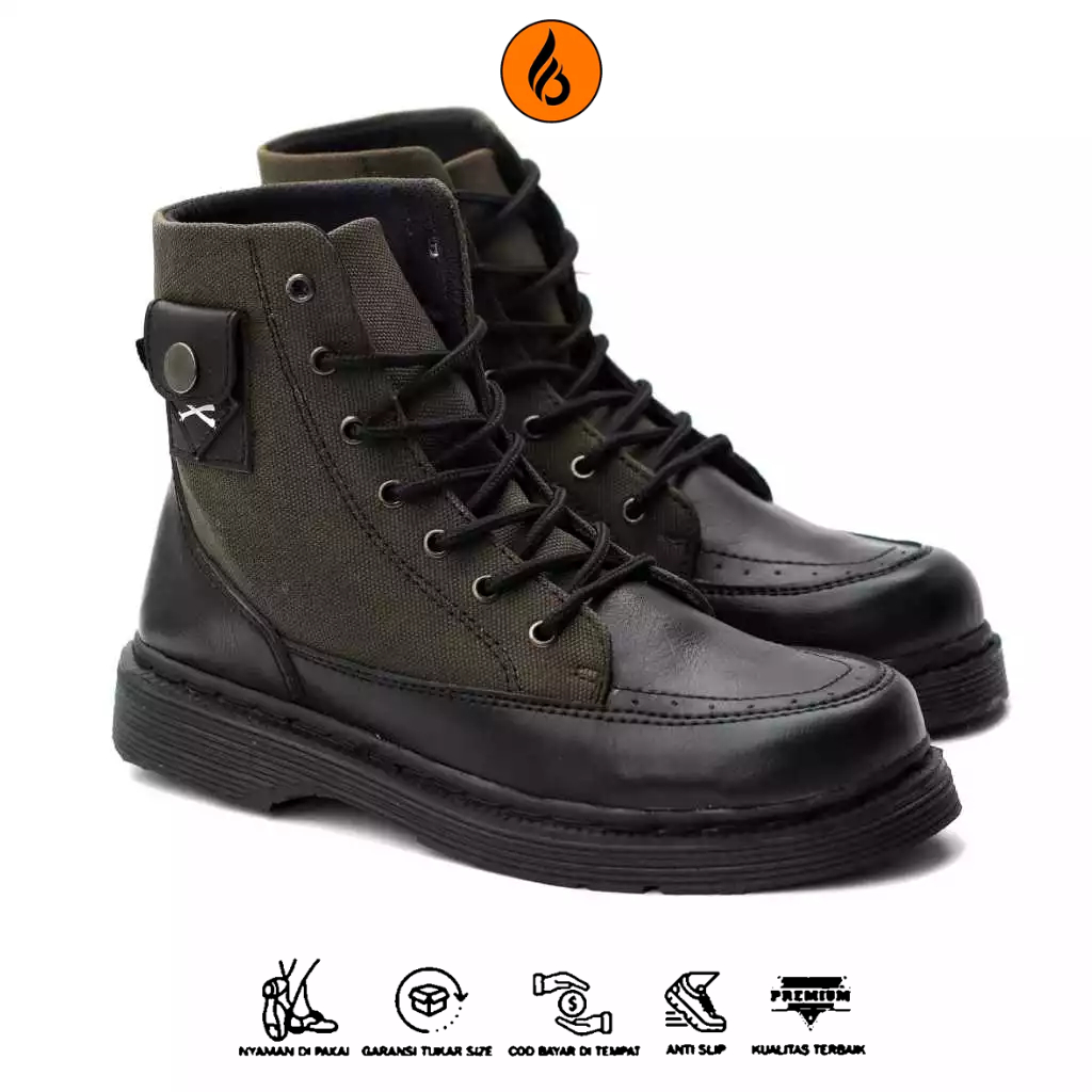 Sepatu Casual Boots High Kanvas Army Pria