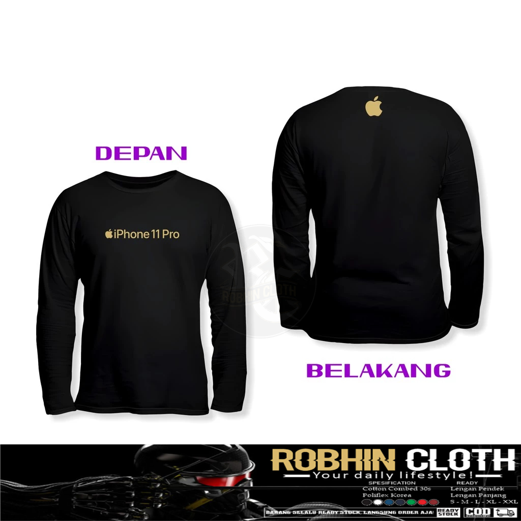 Kaos Baju iPhone 11 Pro Logo DB Lengan Panjang Baju Perusahaan
